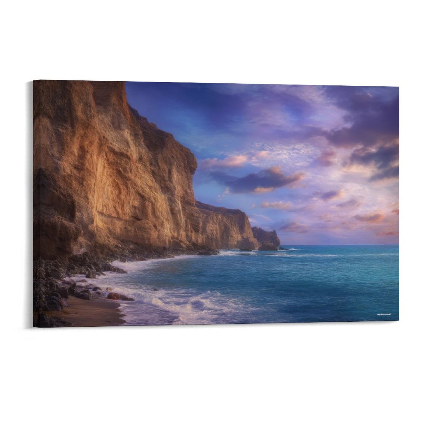 Cliff Purple Skies, Vintage Framed Canvas Art - 2 Sizes – Made in the USA