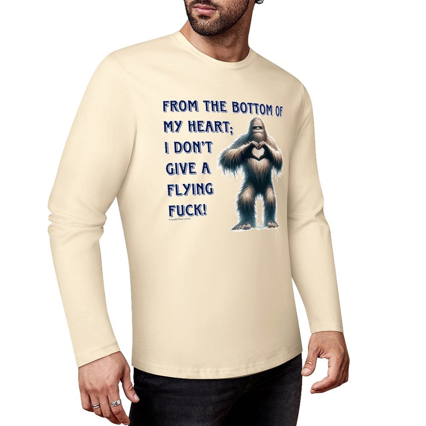 Bigfoot / Sasquatch, "From the bottom of my heart...", Cotton Unisex Long Sleeve T-shirt