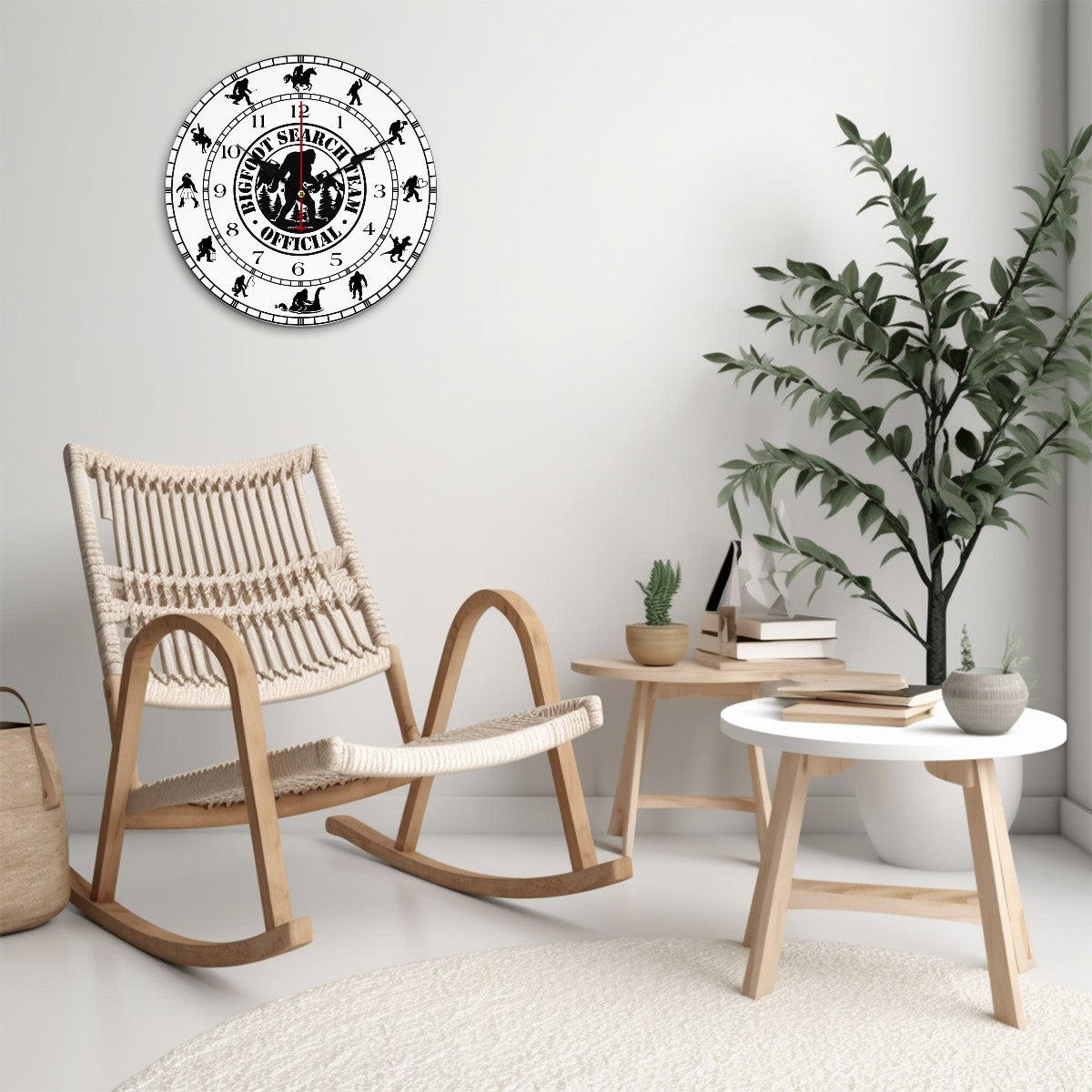 Bigfoot Sasquatch 2 Round Wooden Wall Clock