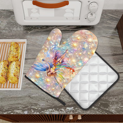 Set of 2 Oven Mitt and Pot Holder - Fairy