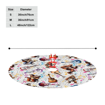 Bigfoot / Sasquatch Playing Guitars, Plush Christmas Tree Skirt