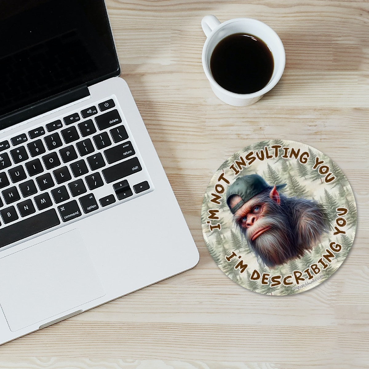 8” Round Mouse pad, Bigfoot / Sasquatch – Anti slip rubber