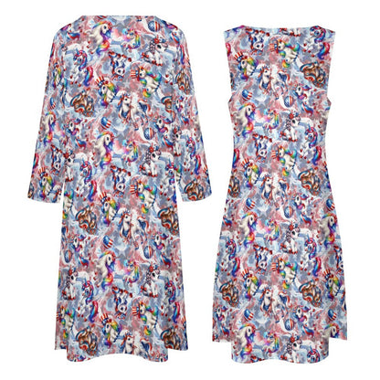 8 Patriot Designs (animals) Women’s Long Dress with Cardigan