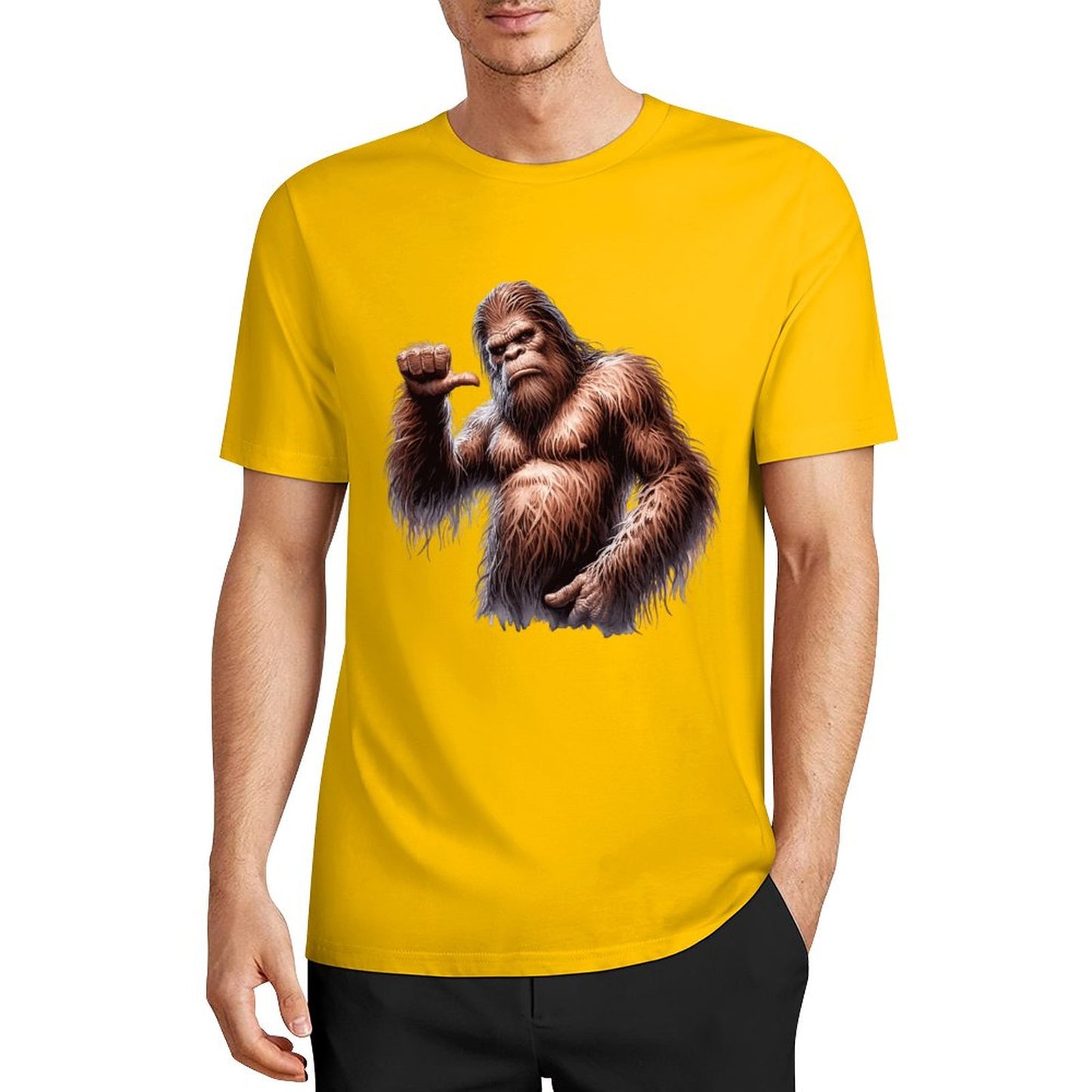 Bigfoot - Sasquatch Pointing at self Short Sleeve Cotton T-Shirt