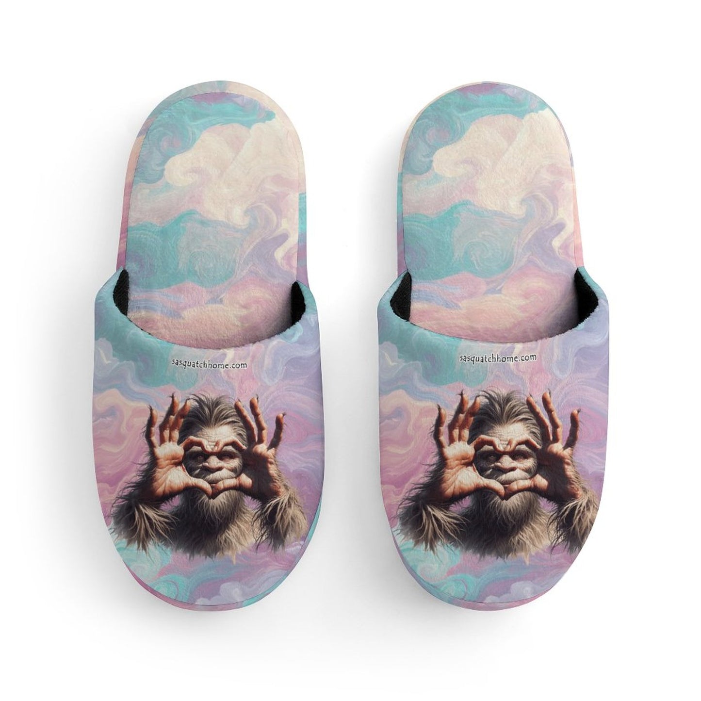 Bigfoot Sasquatch Heart Hands, Flannel Children's Cotton Slippers