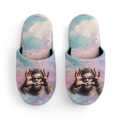 Bigfoot Sasquatch Heart Hands, Flannel Children's Cotton Slippers