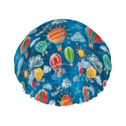 Child Crayon Drawing, Reusable Shower Cap