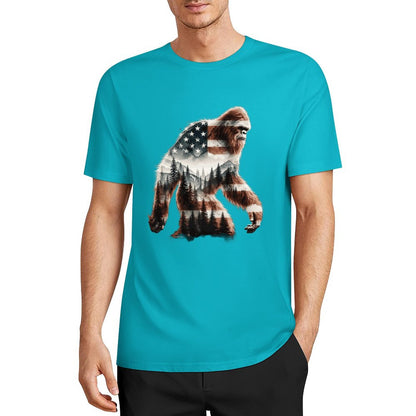 Bigfoot - Sasquatch Flag Scenery Cotton Unisex Long Sleeve T-shirt