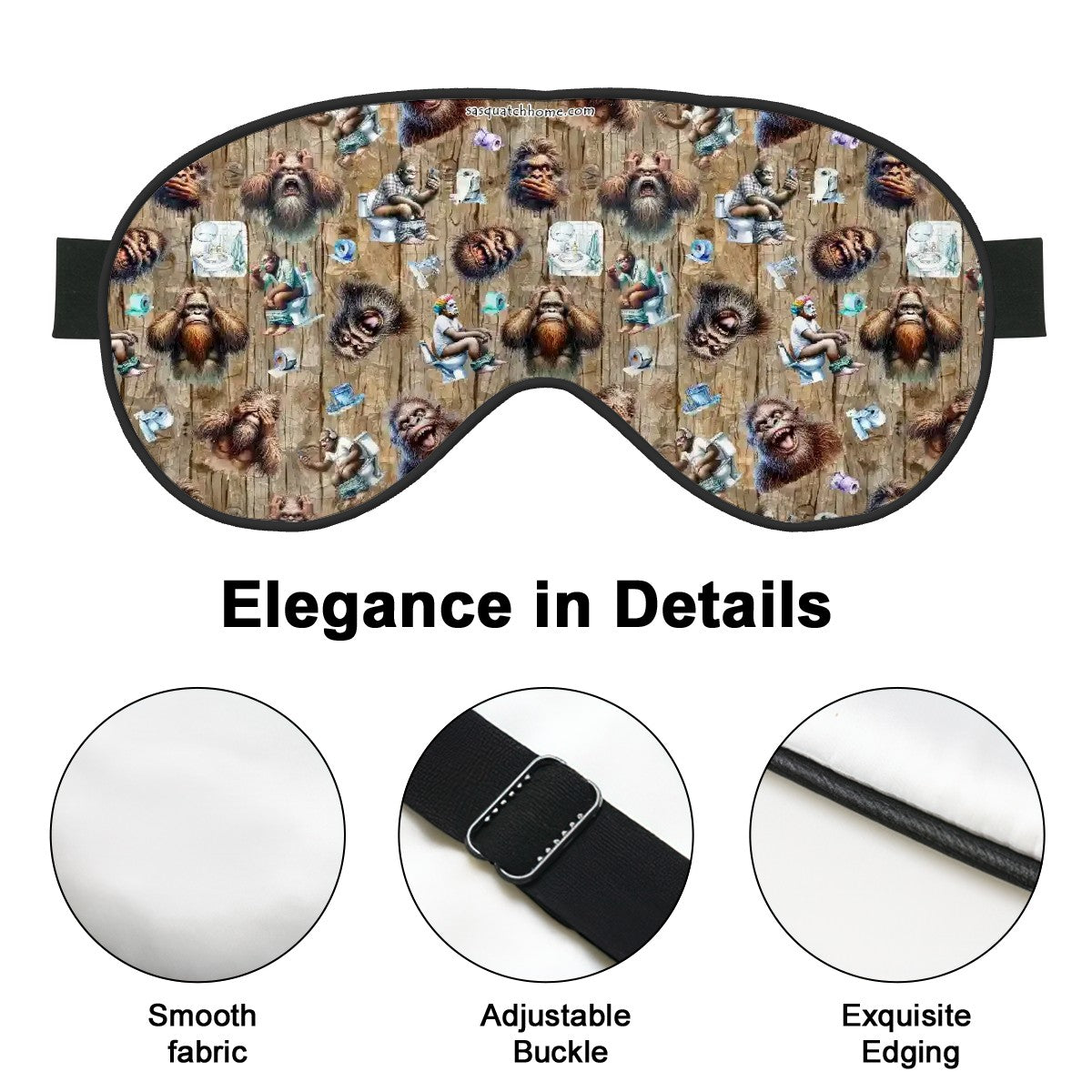 Sleep Mask with Adjustable Buckle, Sasquatch Designs
