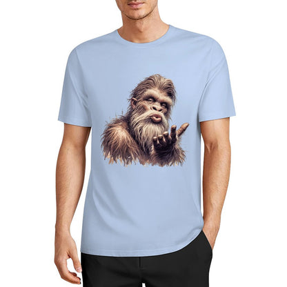 Bigfoot - Sasquatch Blowing Kiss Short Sleeve Cotton T-Shirt