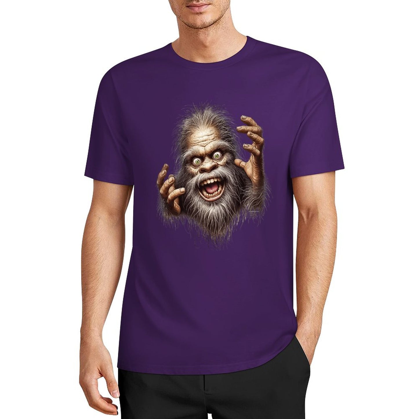 Bigfoot - Sasquatch Crazy Hands Short Sleeve Cotton T-Shirt