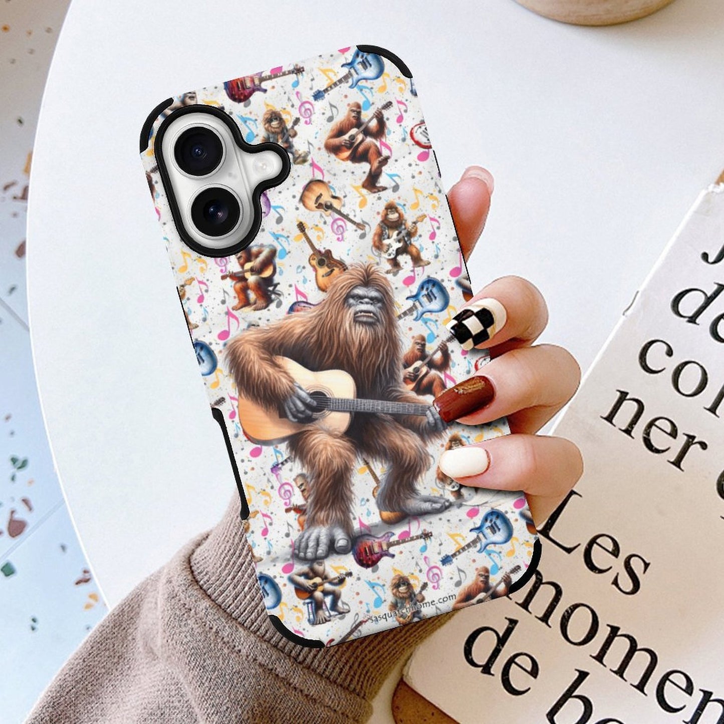 Bigfoot / Sasquatch Playing Guitar, Microfiber iPhone 16 Cases