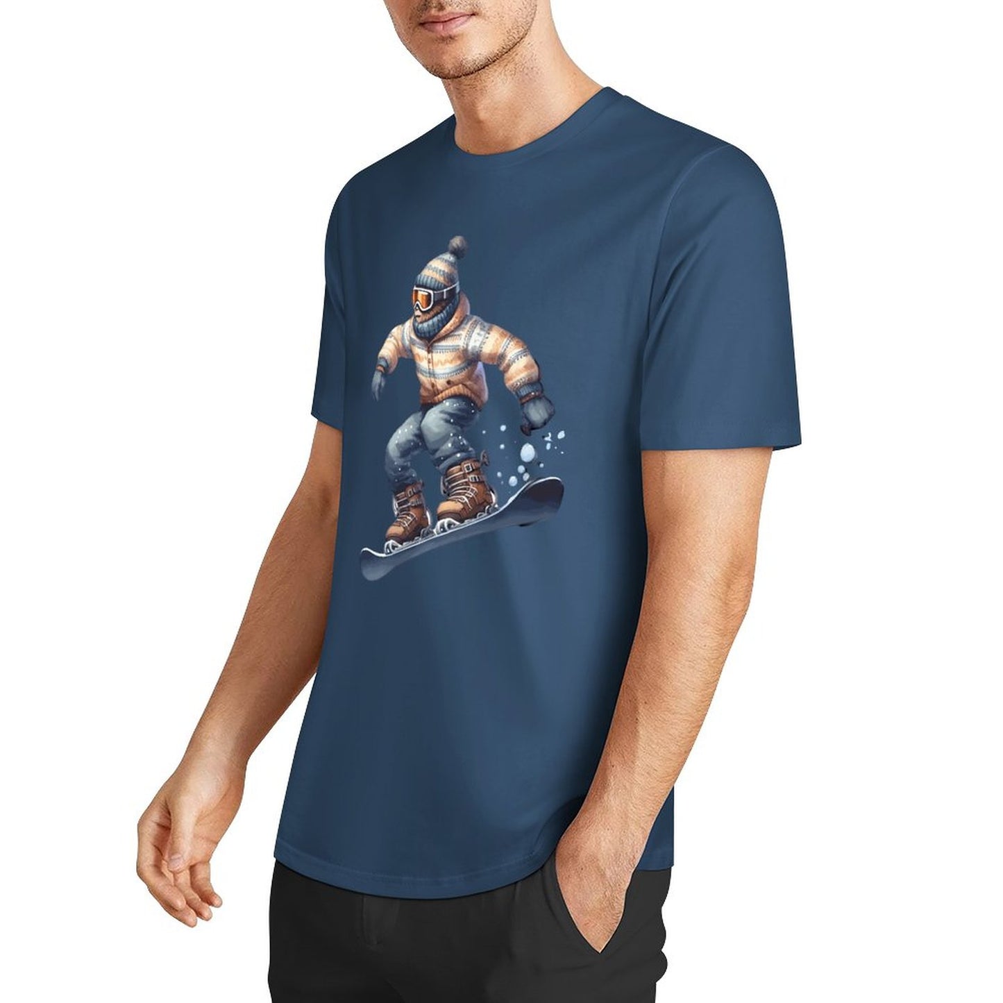 Bigfoot - Sasquatch Snowboarding Short Sleeve Cotton T-Shirt