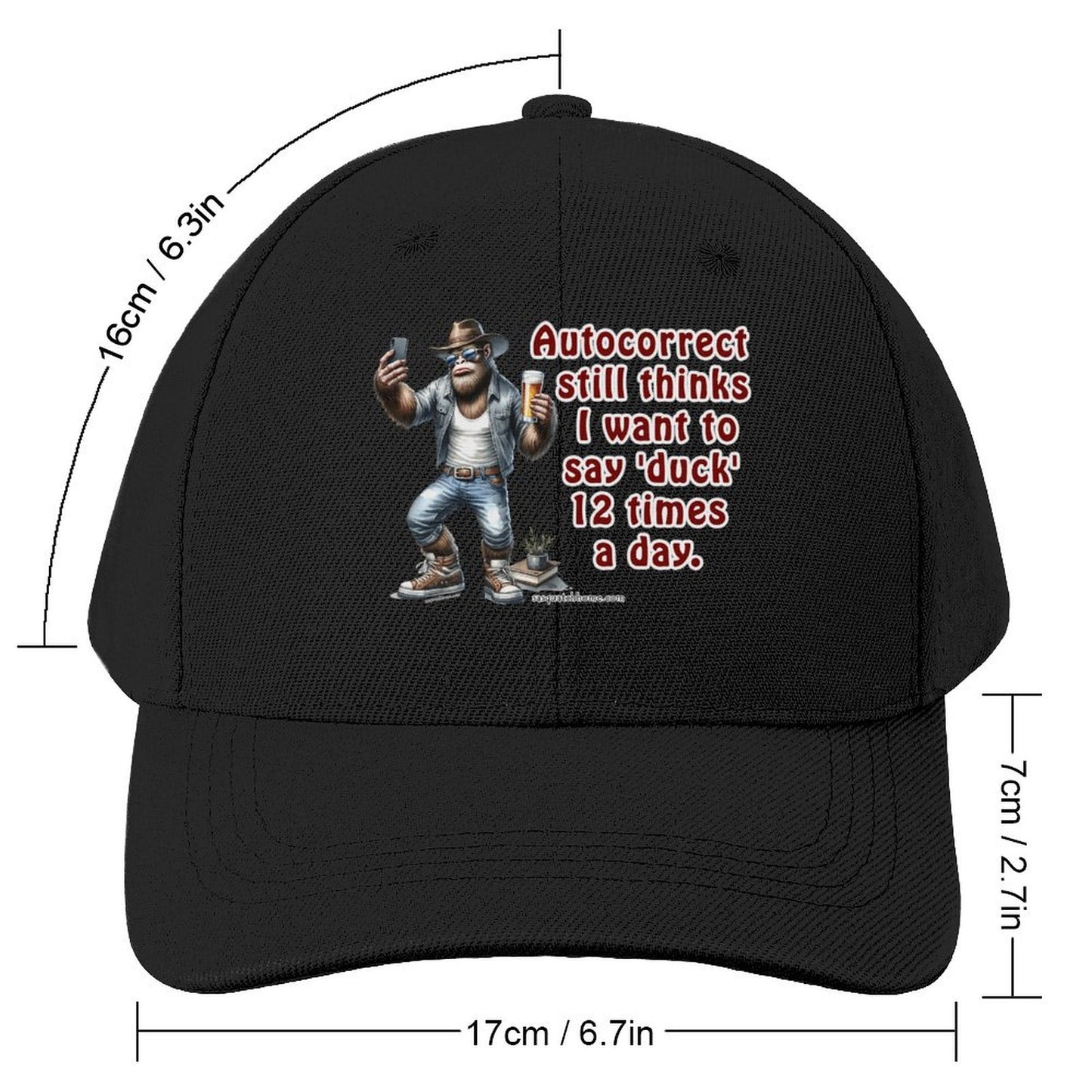 “Sarcastic Sasquatch” Series Polyester Baseball Caps – “Autocorrect still thinks…”