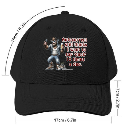 “Sarcastic Sasquatch” Series Polyester Baseball Caps – “Autocorrect still thinks…”