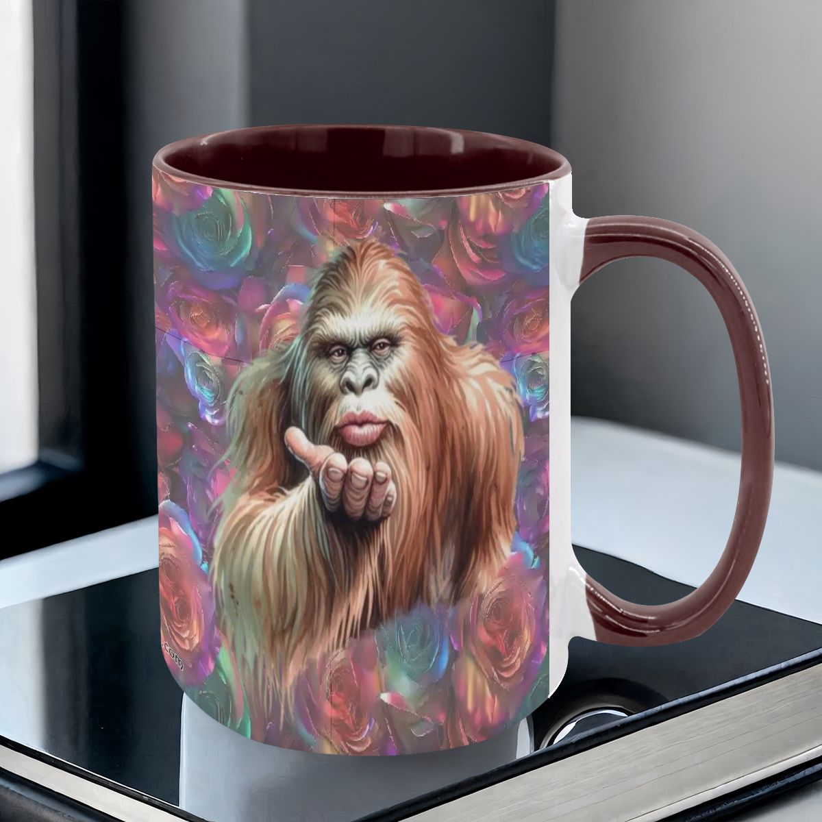 Bigfoot / Sasquatch Love, Large 15 Ounce Colorful Mugs – Made In USA