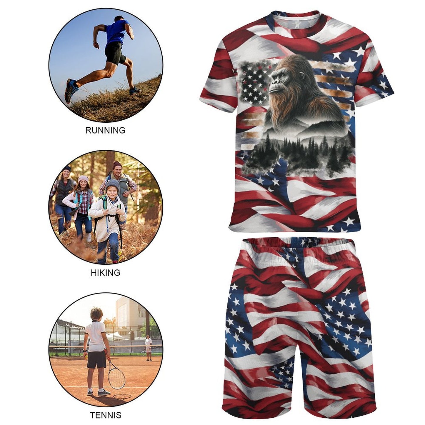 Patriot Bigfoot, Sasquatch, Children's T-shirt & Shorts Set