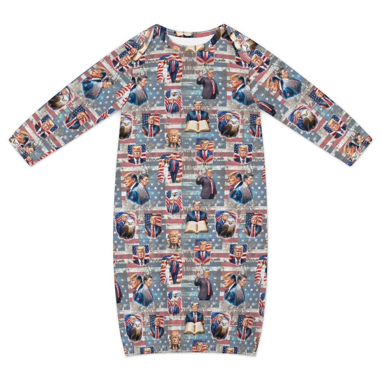 16 Trump Designs, Baby Long Sleeve Faux Cotton Sleeper Gown