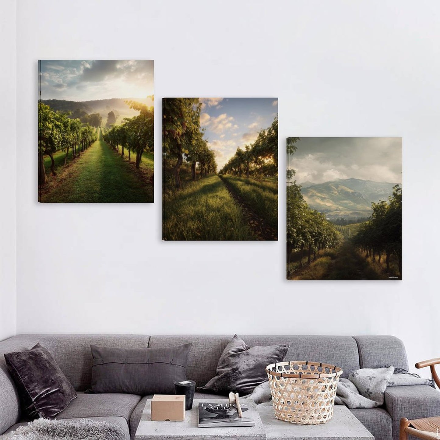 Vineyards Canvas Wall Art -16”x 20” (x3) - Made In USA
