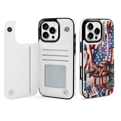 Patriotic Sasquatch / Bigfoot, iPhone 16 Faux Leather Wallet Case