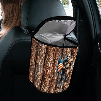 Patriotic Sasquatch / Bigfoot, Bucket-Shaped Car Trash Bag