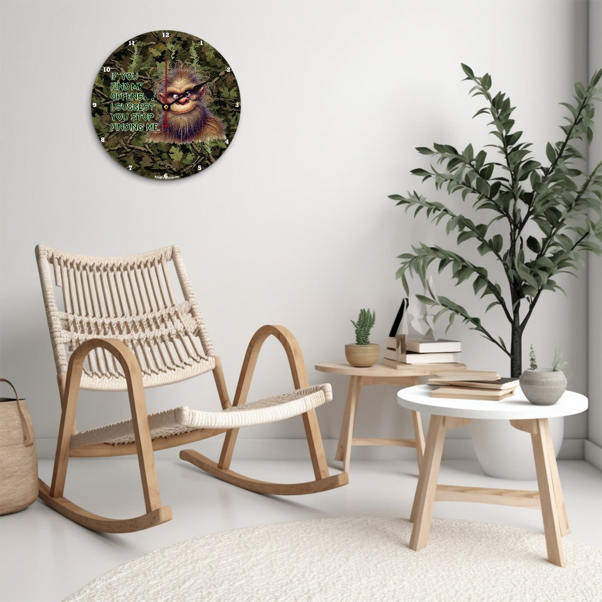 Bigfoot Sasquatch "If you find me..", Wooden Wall Clock