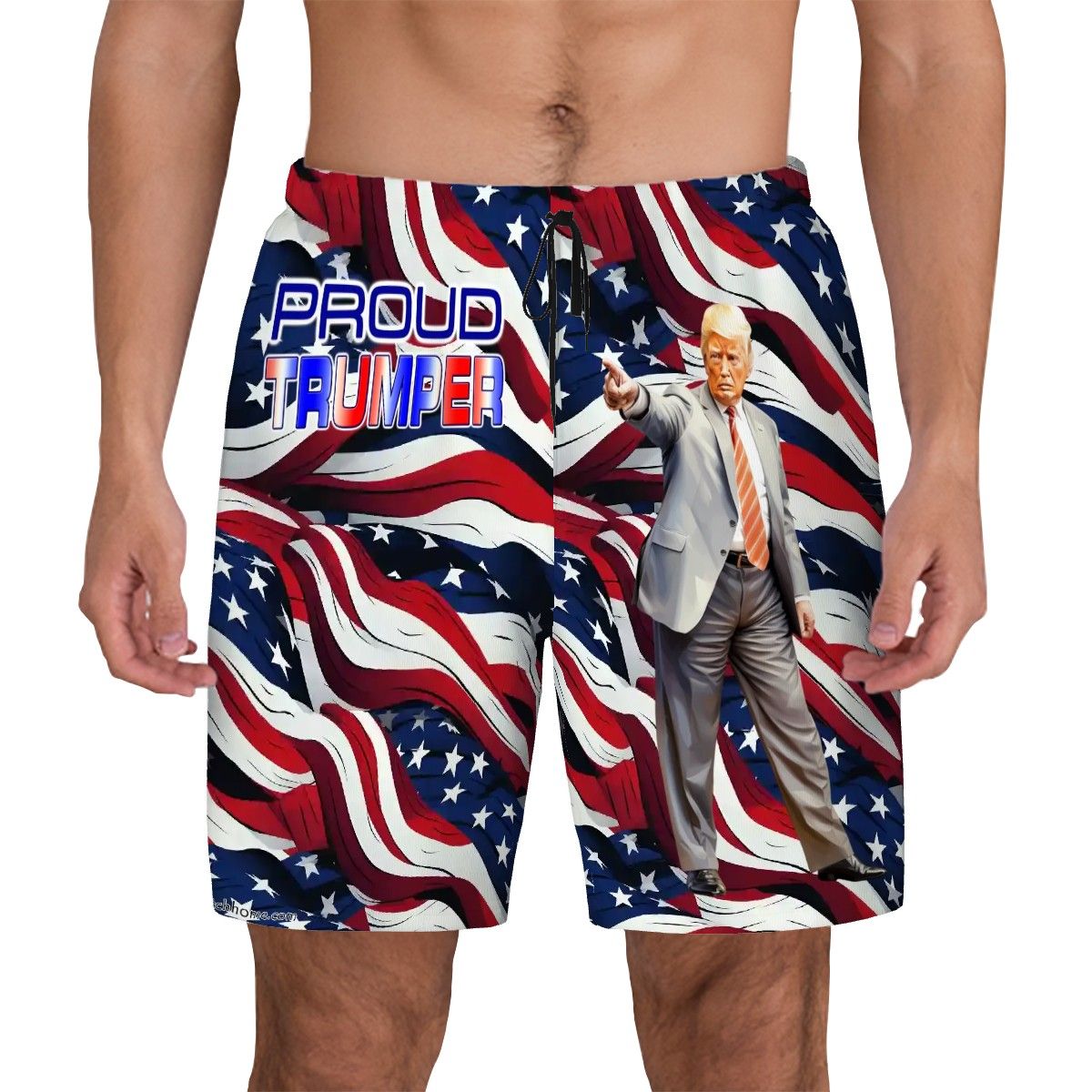 Don Trump "Proud MAGA" Men Beach Shorts / Swim trunks with 4 Pockets
