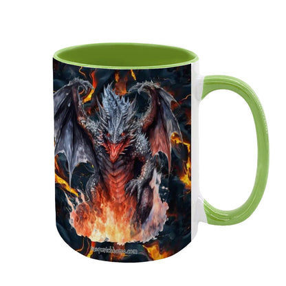 Fire Dragon, Large 15 Ounce Colorful Mugs – Made In USA
