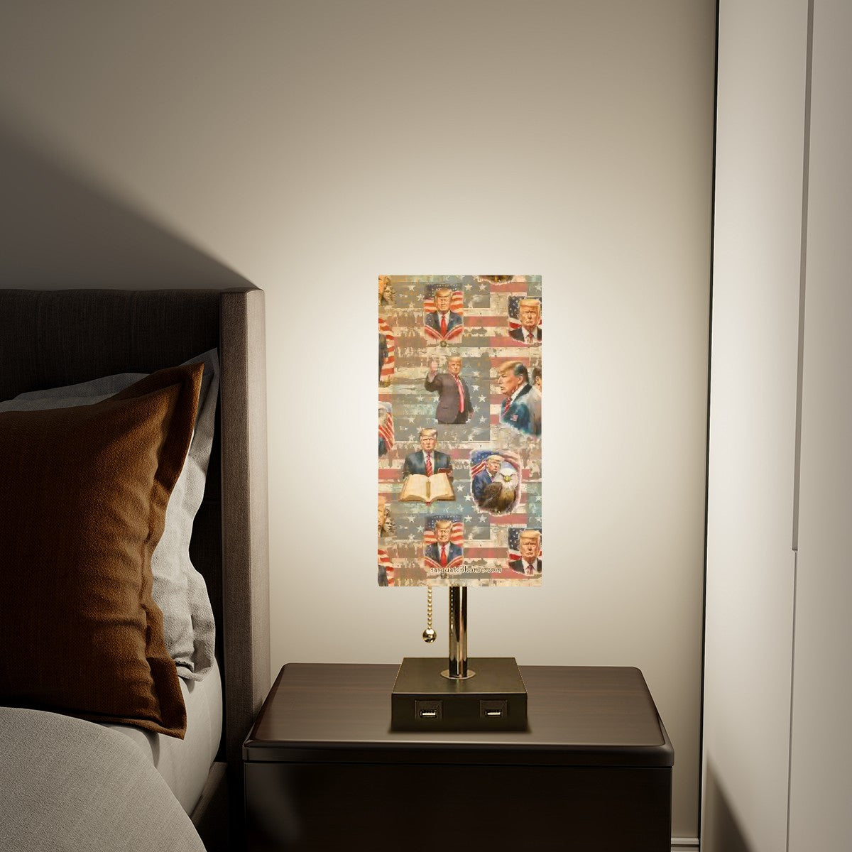 20 Donald Trump Designs, Square Table Lamp with USB Ports, Charger