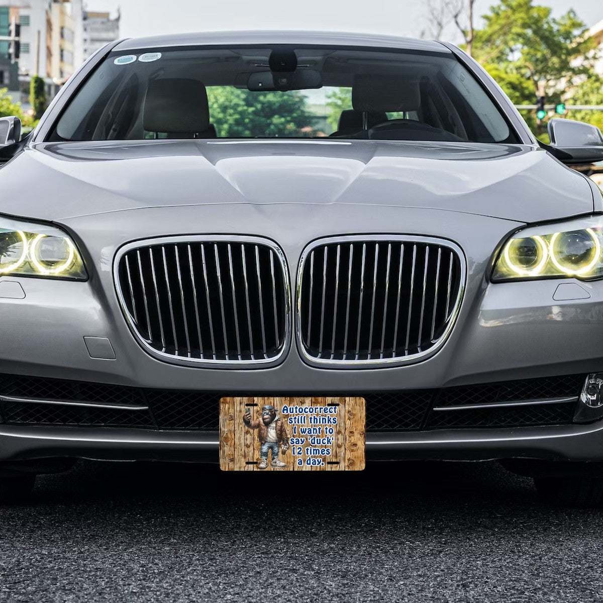 Bigfoot, Sasquatch, "Autocorrect still thinks..."-Automotive Vanity Plate, 12"x6", Aluminum License Plate