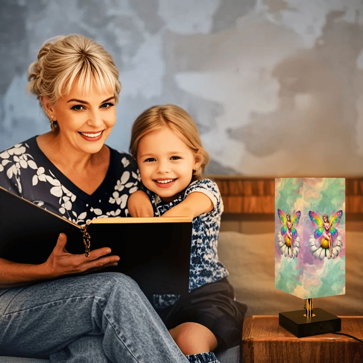 Fairy, Square Table Lamp with USB Ports, Charger