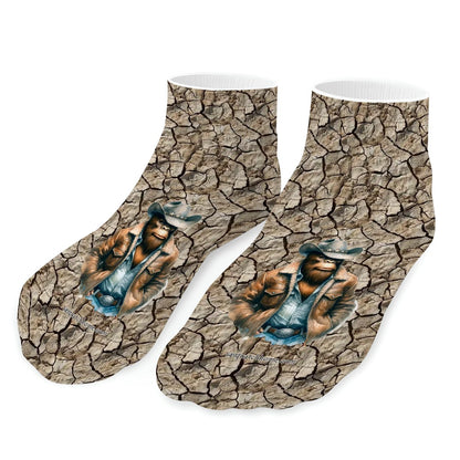 Cowboy Bigfoot / Sasquatch, 8” Poly Ankle Socks