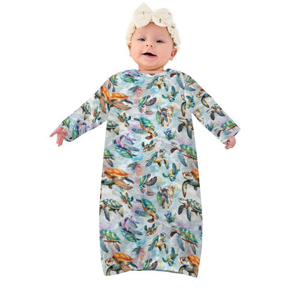 10 Animal Designs, Baby Long Sleeve Faux Cotton Sleeper Gown