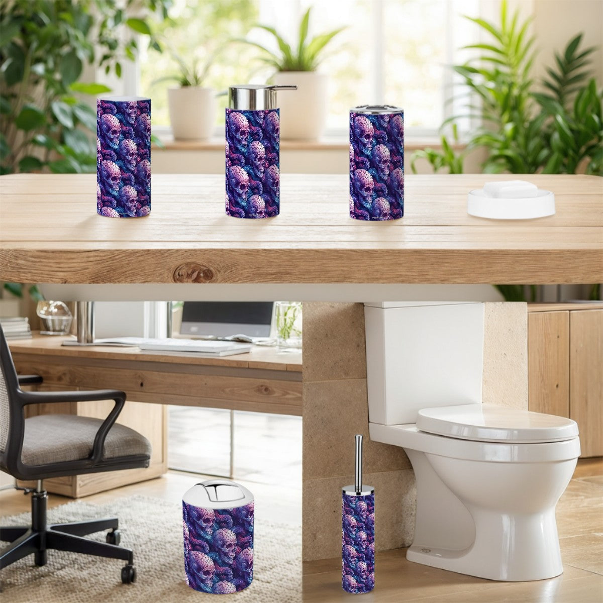 Skulls, 5 Piece Bathroom Décor Set