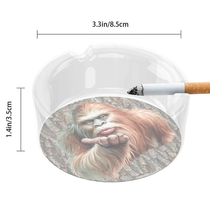 3 .3" Round, Lead Free Glass Ashtray - Bigfoot | Sasquatch Blow Kiss