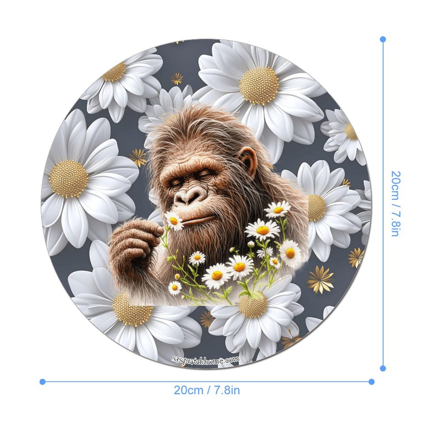 Sasquatch "Smell the Flowers" Round Mouse Pad