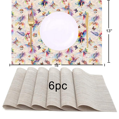6 Fairy Designs, Table Runner Placemat Set 7 Pieces