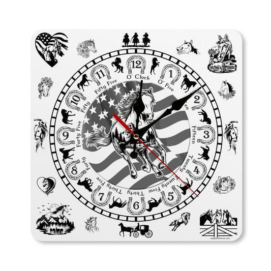 Horse Design Square Wall Clock