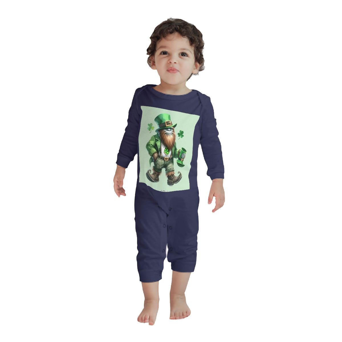 Sasquatch, Bigfoot Leprechaun, Baby  Toddler Long Sleeve Romper 6m to 2T