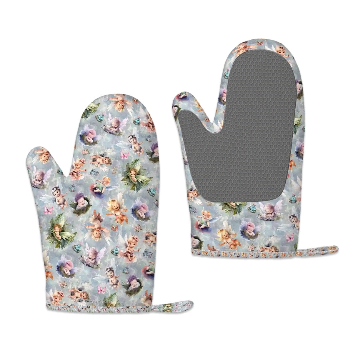 6 Fairy Designs, Set of 2 Silicone Oven Mitts -