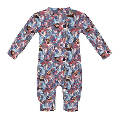 8 Patriot Designs, Long Sleeve Baby / Toddler Romper, Faux Cotton