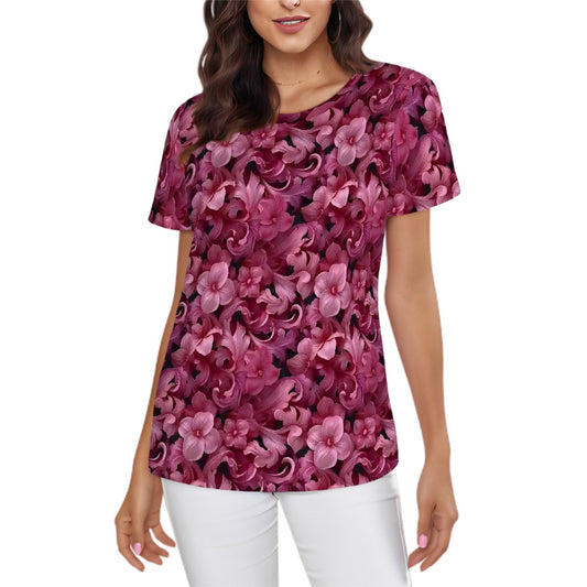 10 Beautiful Flower Designs, Women’s Polyester Short Sleeve T-Shirt
