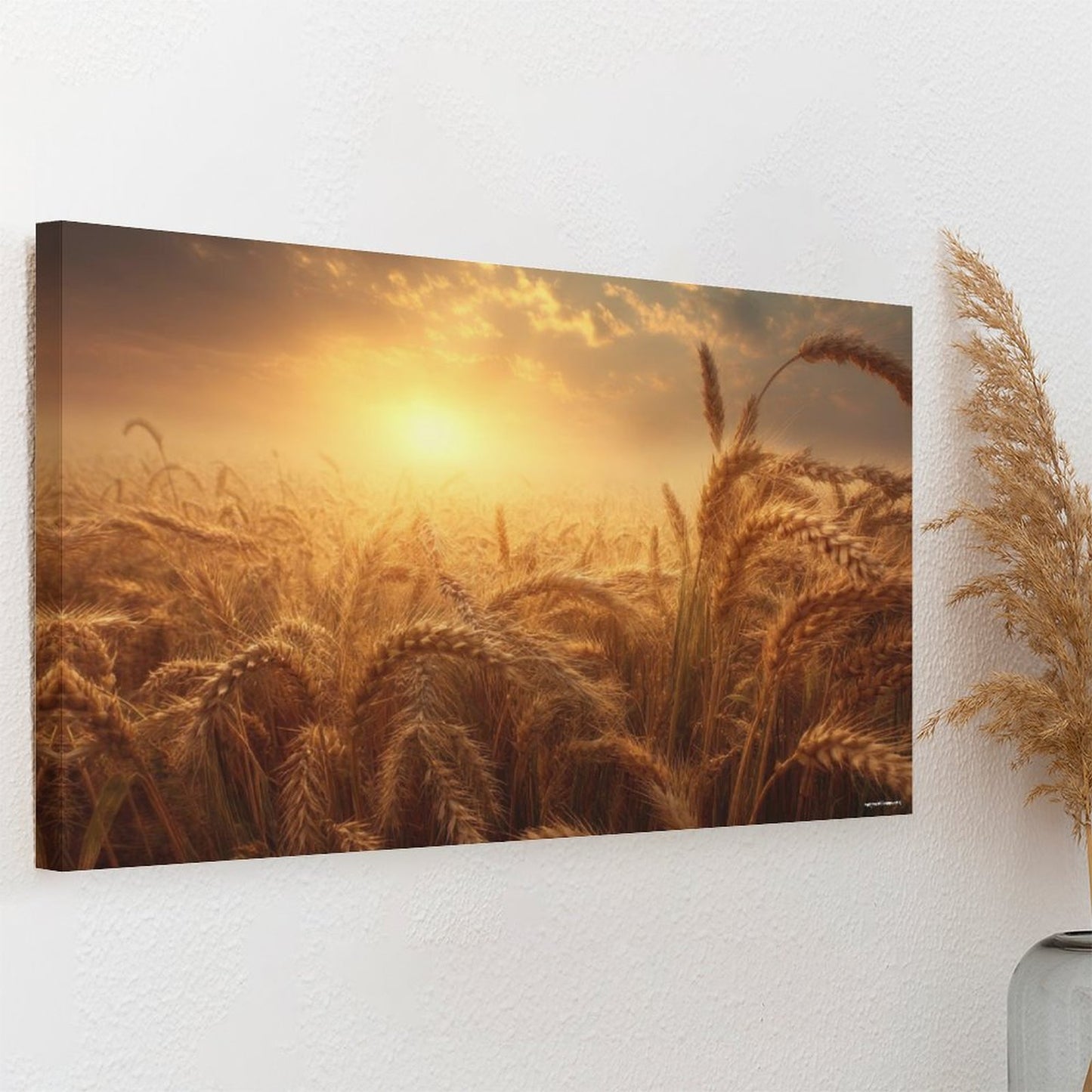 Wheat Sunset, Vintage Framed Canvas Art - 2 Sizes – Made in the USA