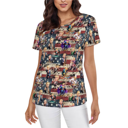 20 Donald Trump Design, Women’s Polyester Short Sleeve T-Shirts - Many Designs