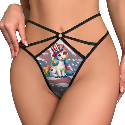 Rainbow Patriot Unicorn, Sexy G String Thong for Women
