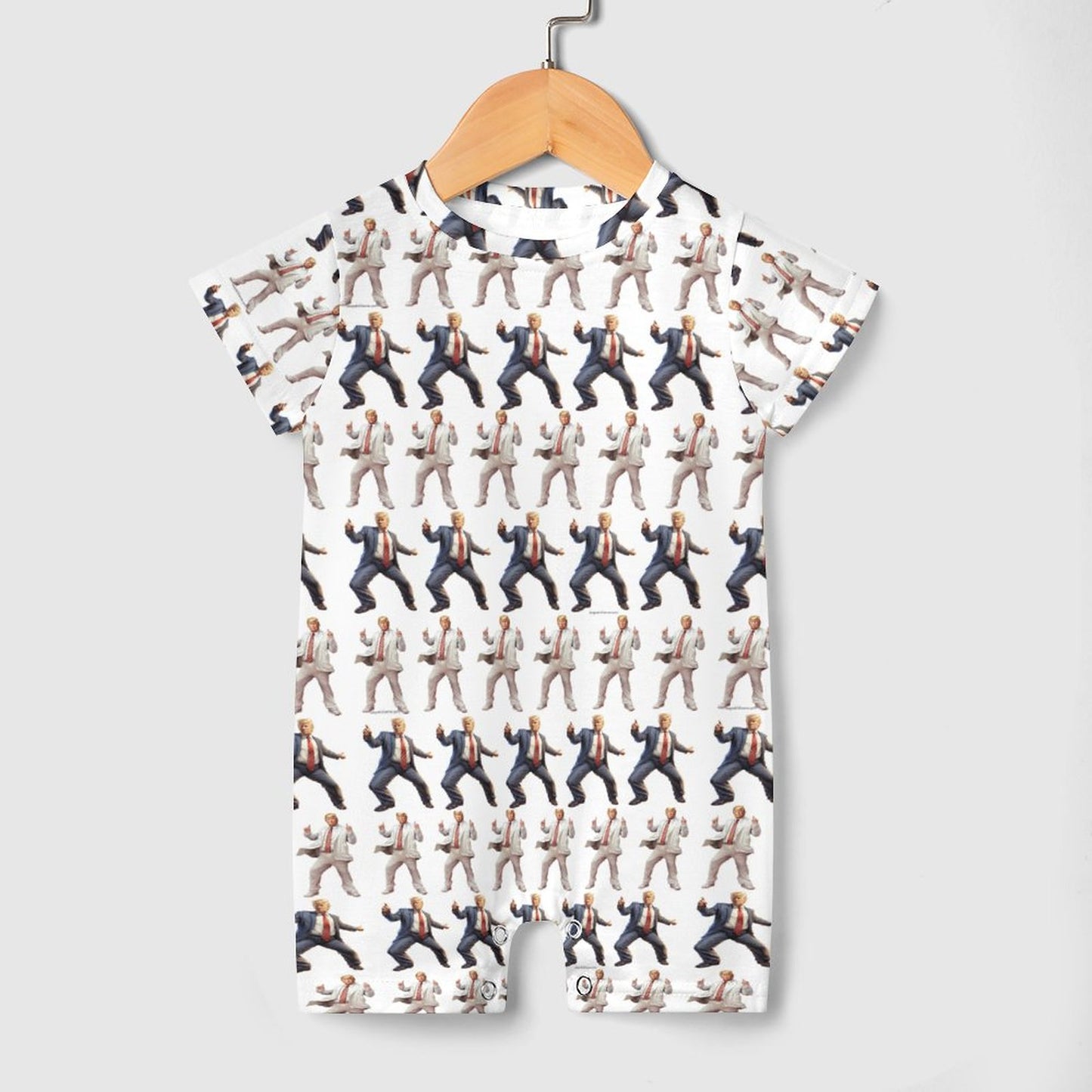 16 Donald Trump Designs, Faux Cotton Short Sleeve Baby Bodysuit Romper
