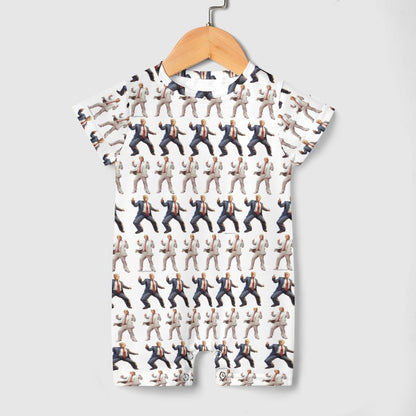 16 Donald Trump Designs, Faux Cotton Short Sleeve Baby Bodysuit Romper