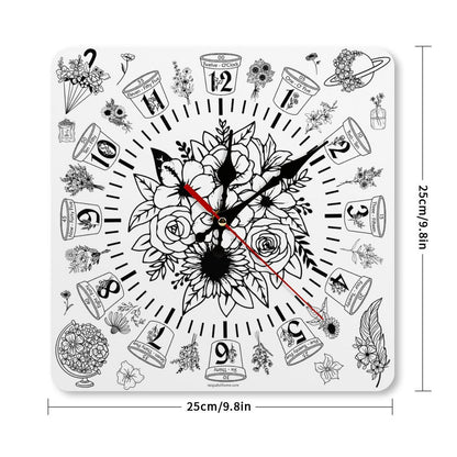 Flowers Square Wall Clock