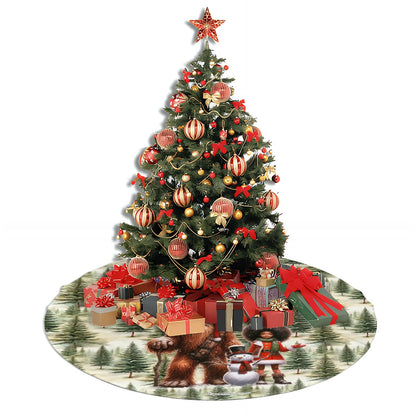 Bigfoot / Sasquatch Santa w Girl, Plush Christmas Tree Skirt – 3 Sizes