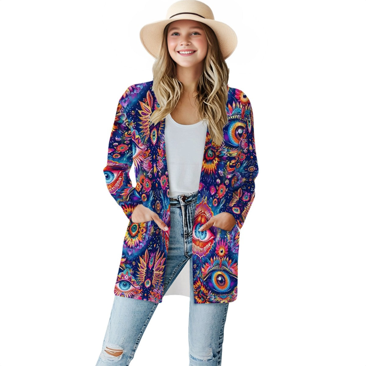 Psychedelic Design, Women's Long-Sleeved Cardigan